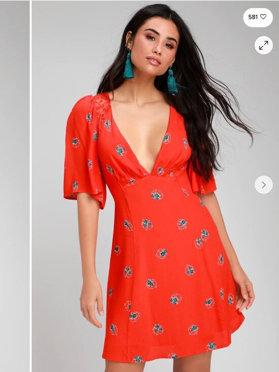 Free People Dresses & Skirts - Free People Mockingbird Open Back Mini Dress Red Floral